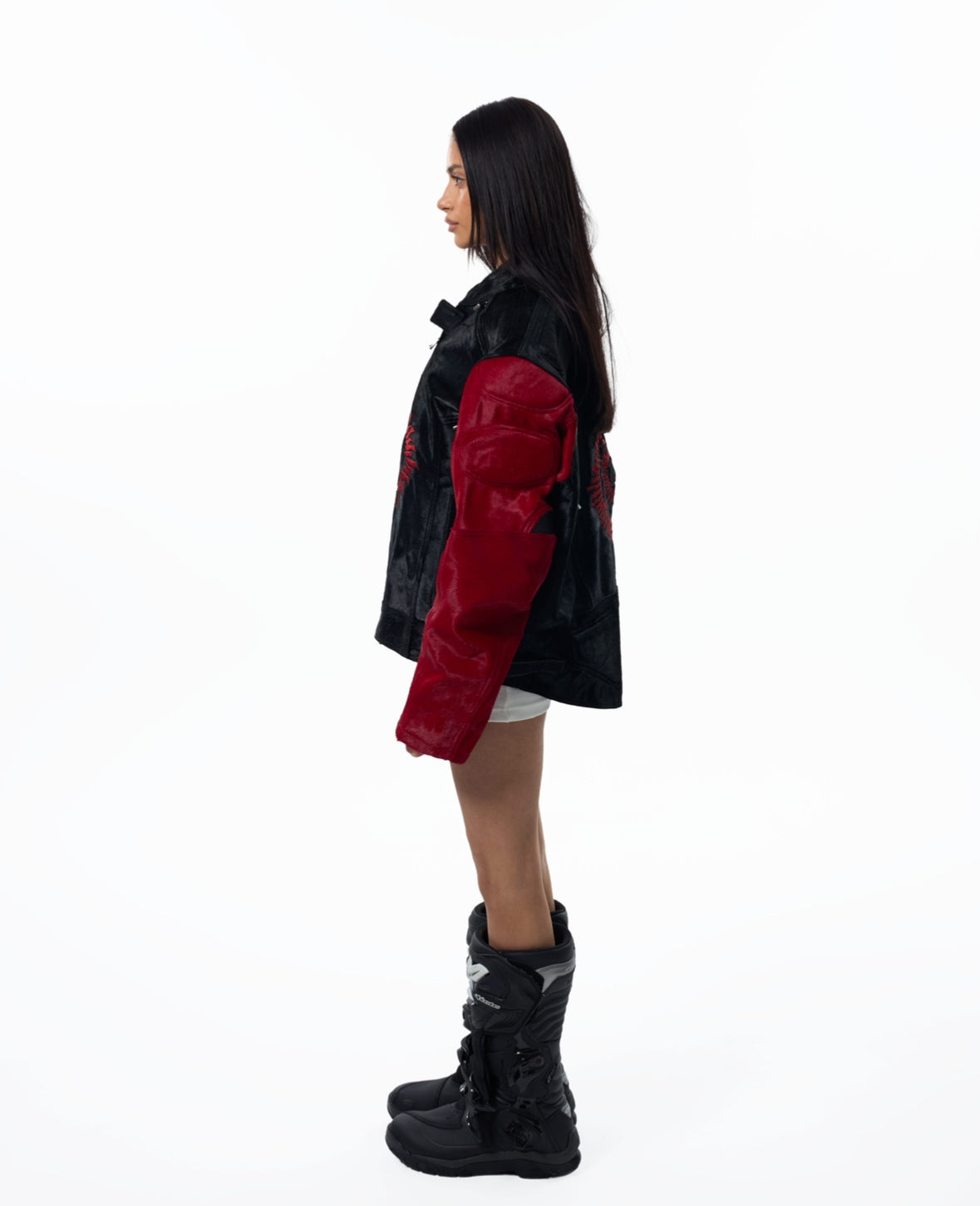BLACK CALF HAIR MOTO BIKER