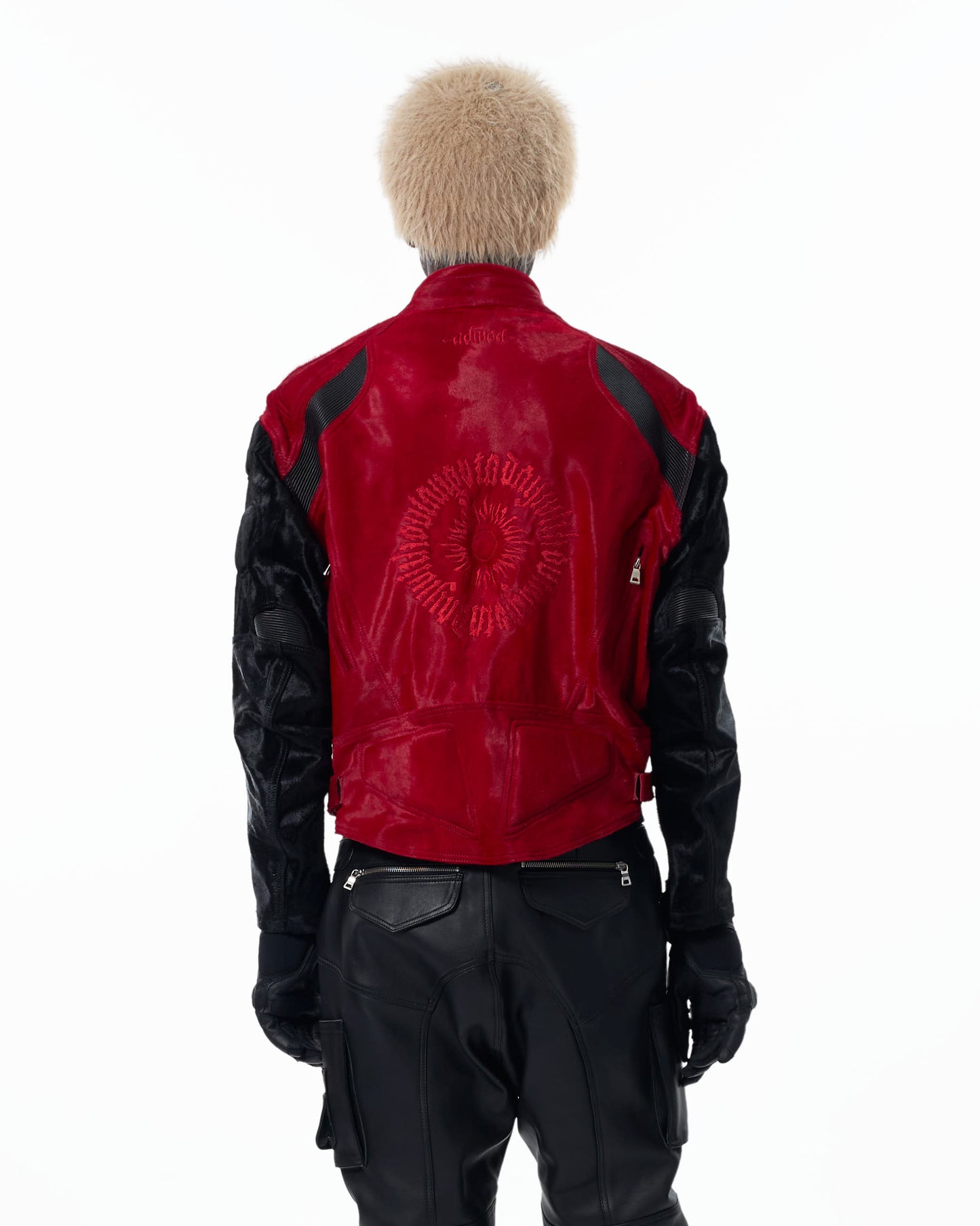RED CALF HAIR MOTO BIKER
