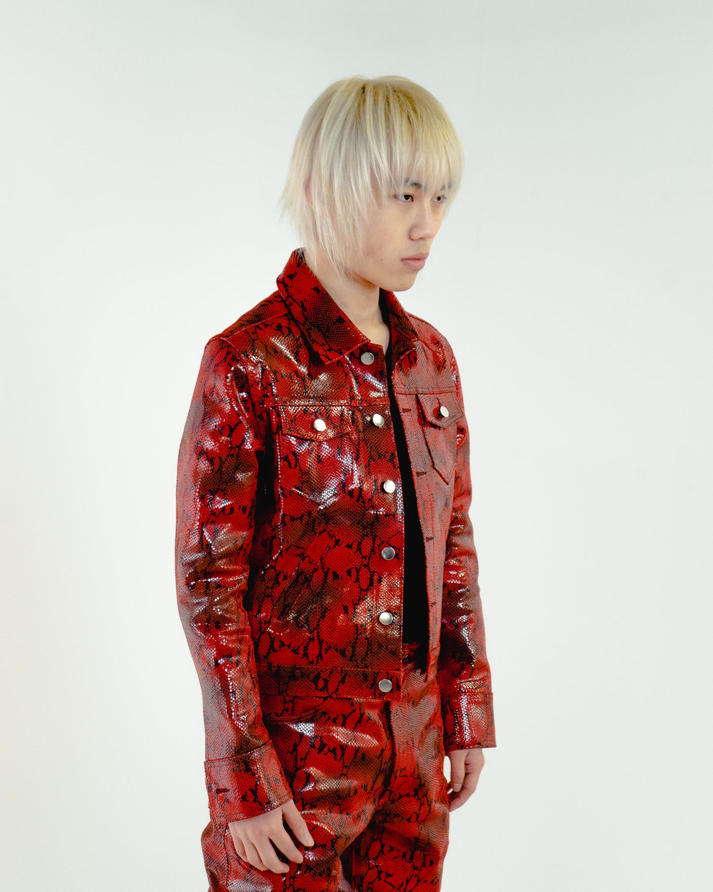 Red Snake Leather Trucker