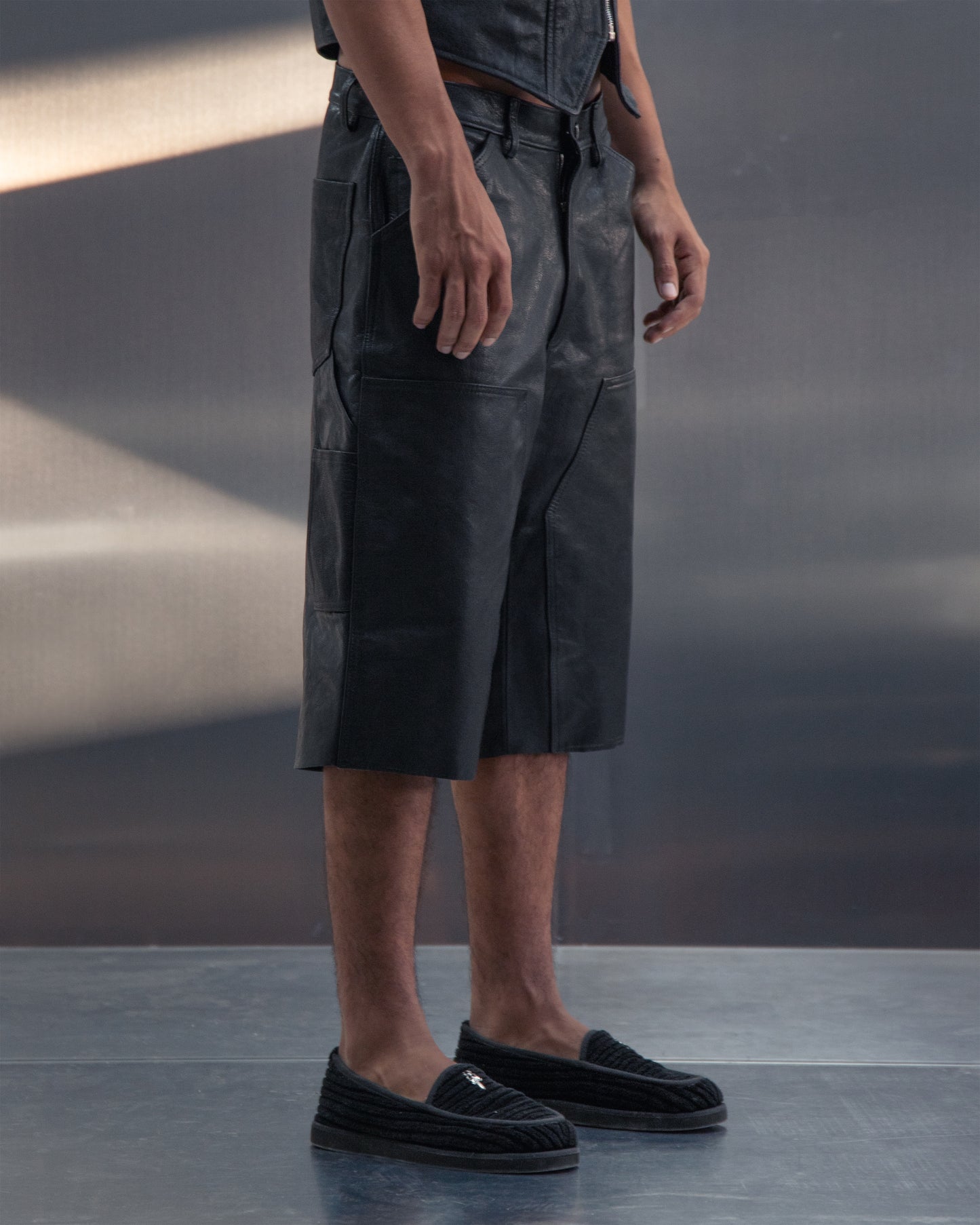 Leather Carpenter Shorts Black