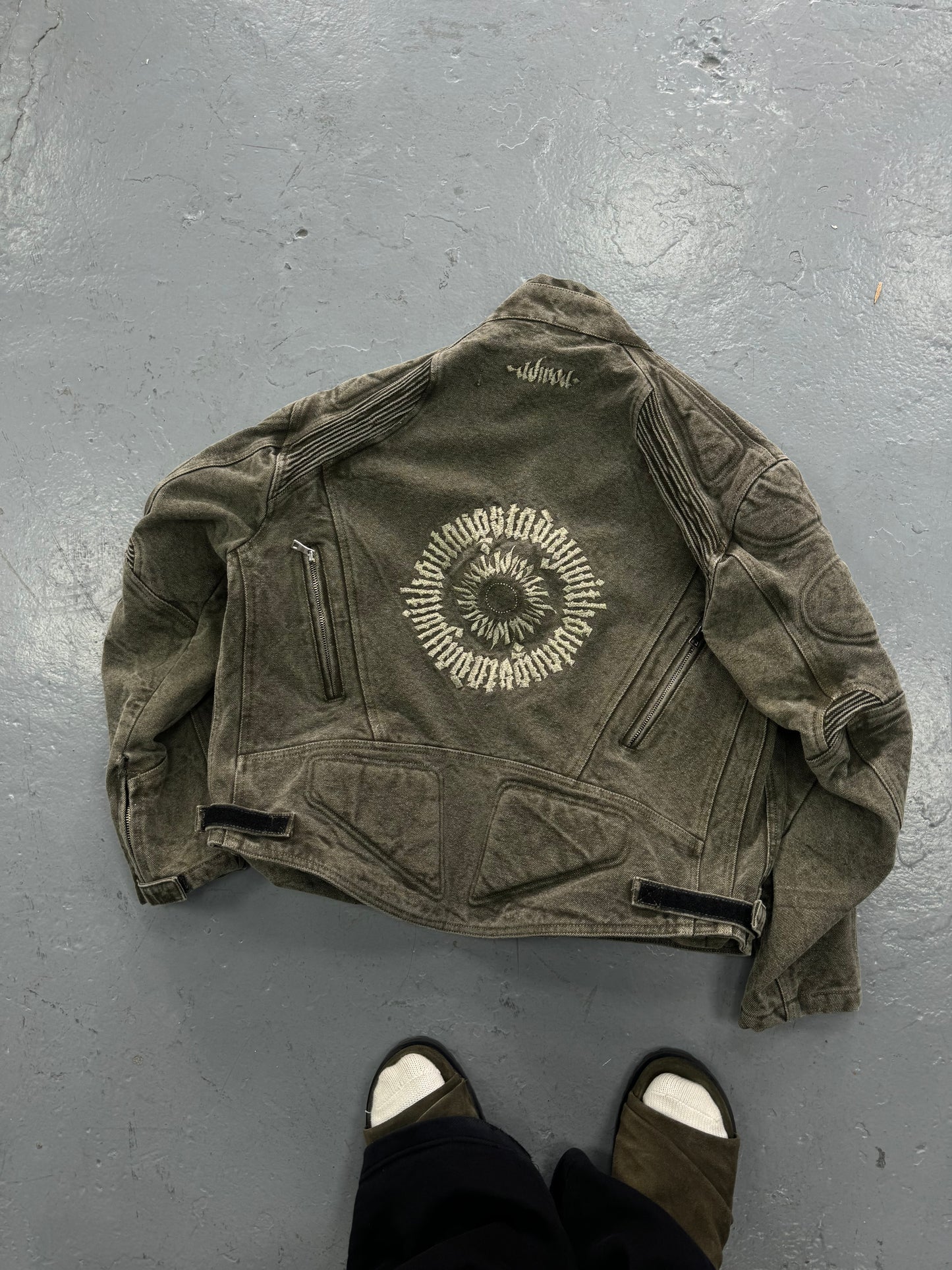 ADWOA KHAKI DENIM BIKER JACKET