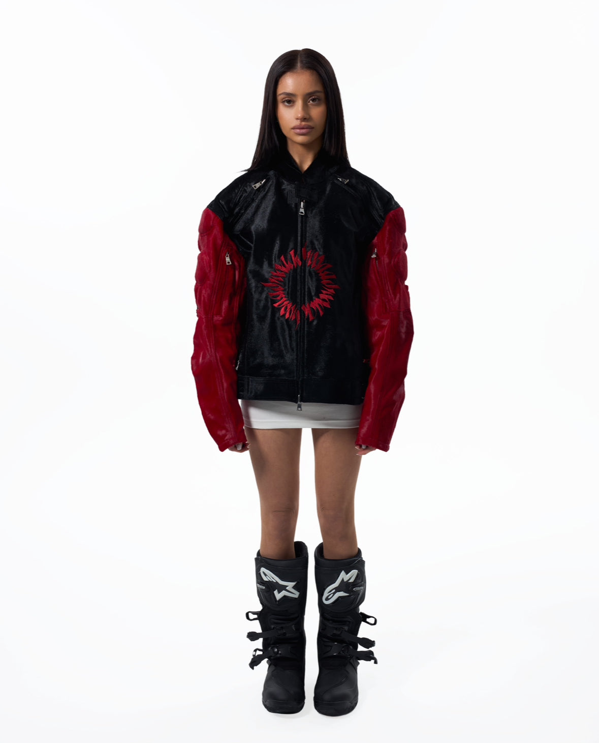 BLACK CALF HAIR MOTO BIKER