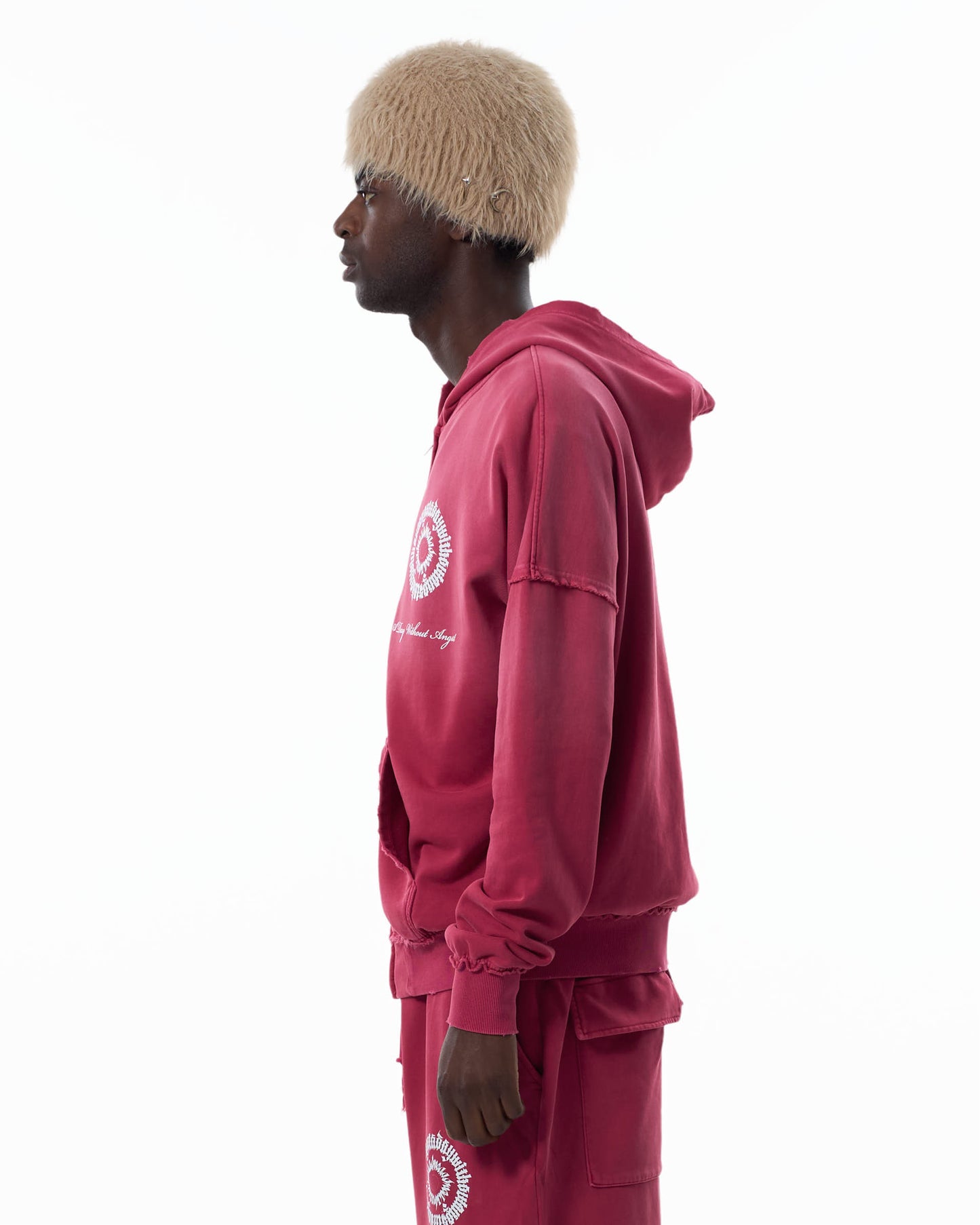SUNFADED ZIP HOODIE RED