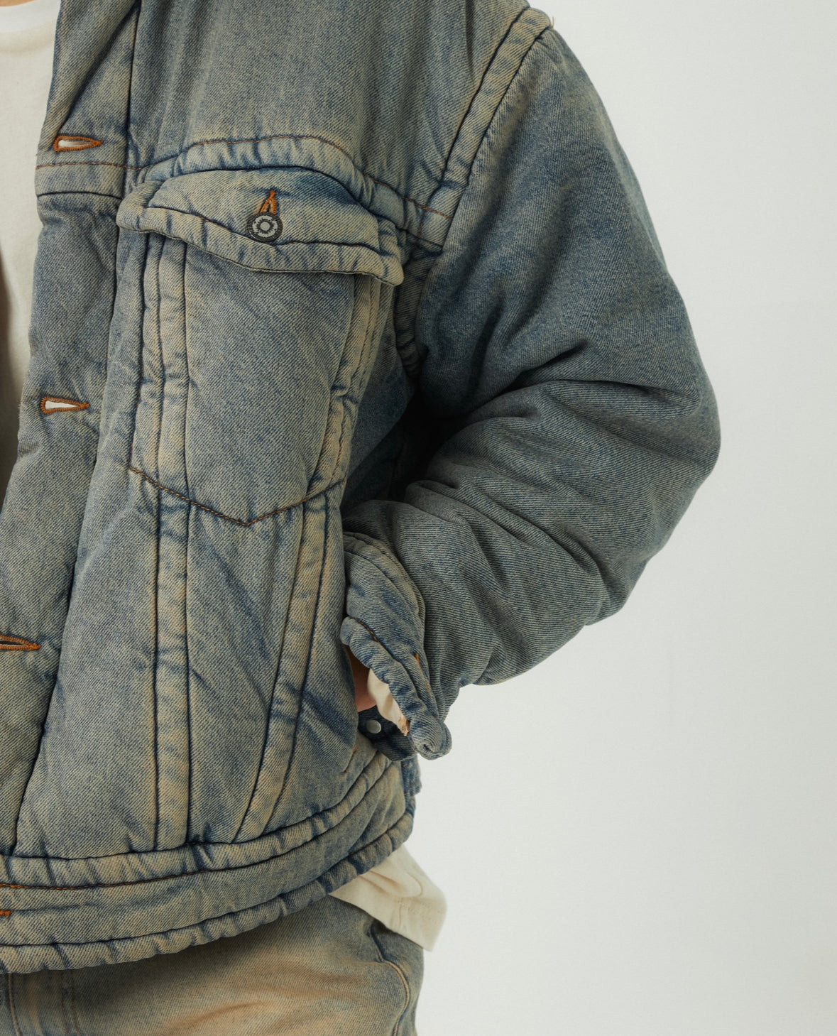 ADWOA PADDED DENIM TRUCKER JACKET