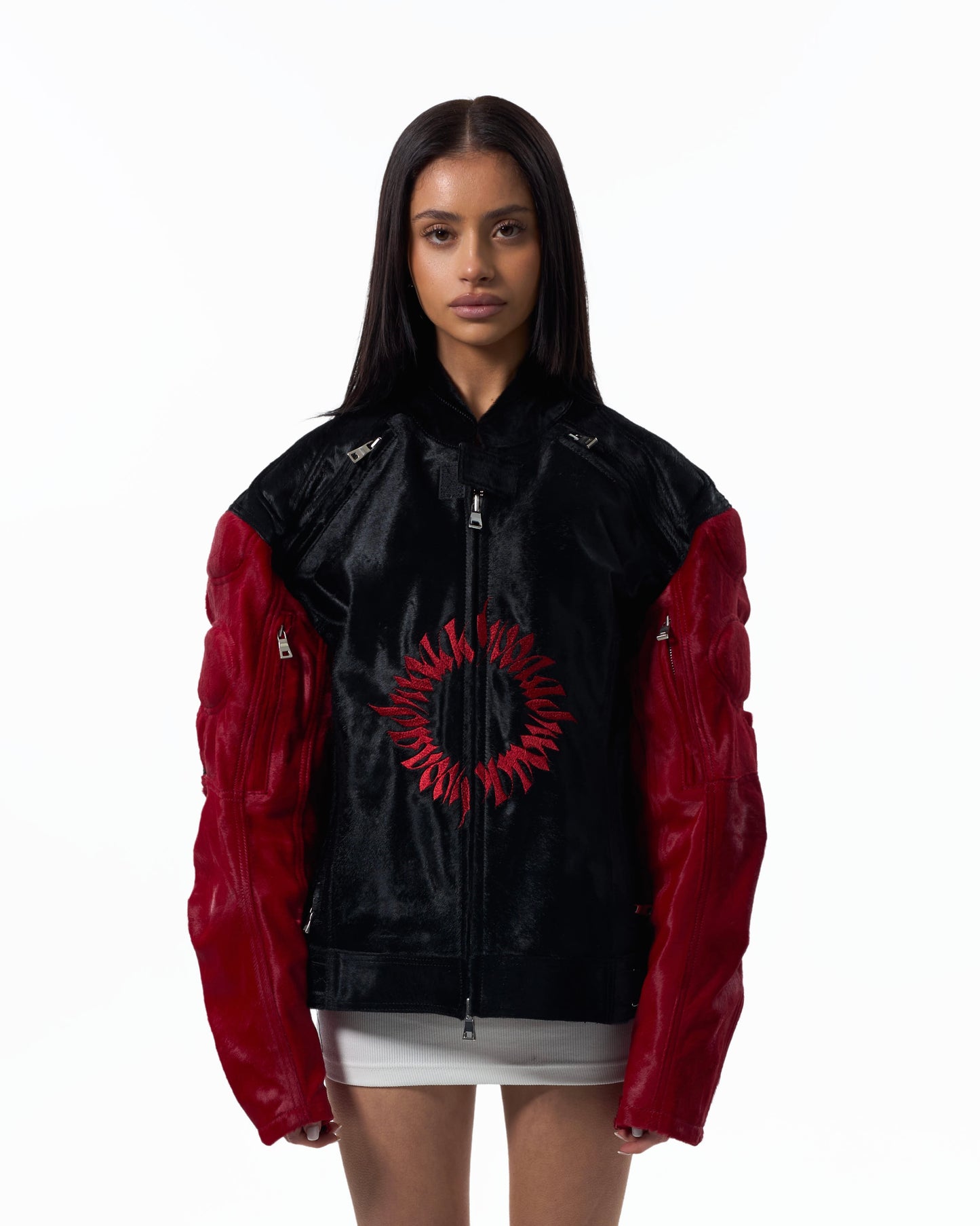 BLACK CALF HAIR MOTO BIKER