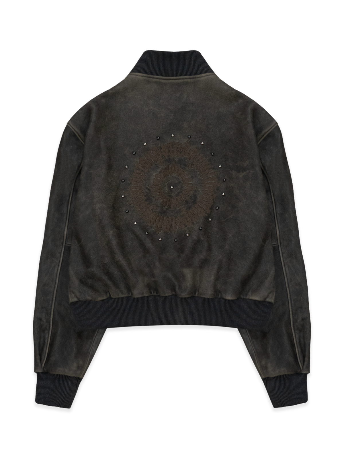 Leather Stud Bomber Jacket — back