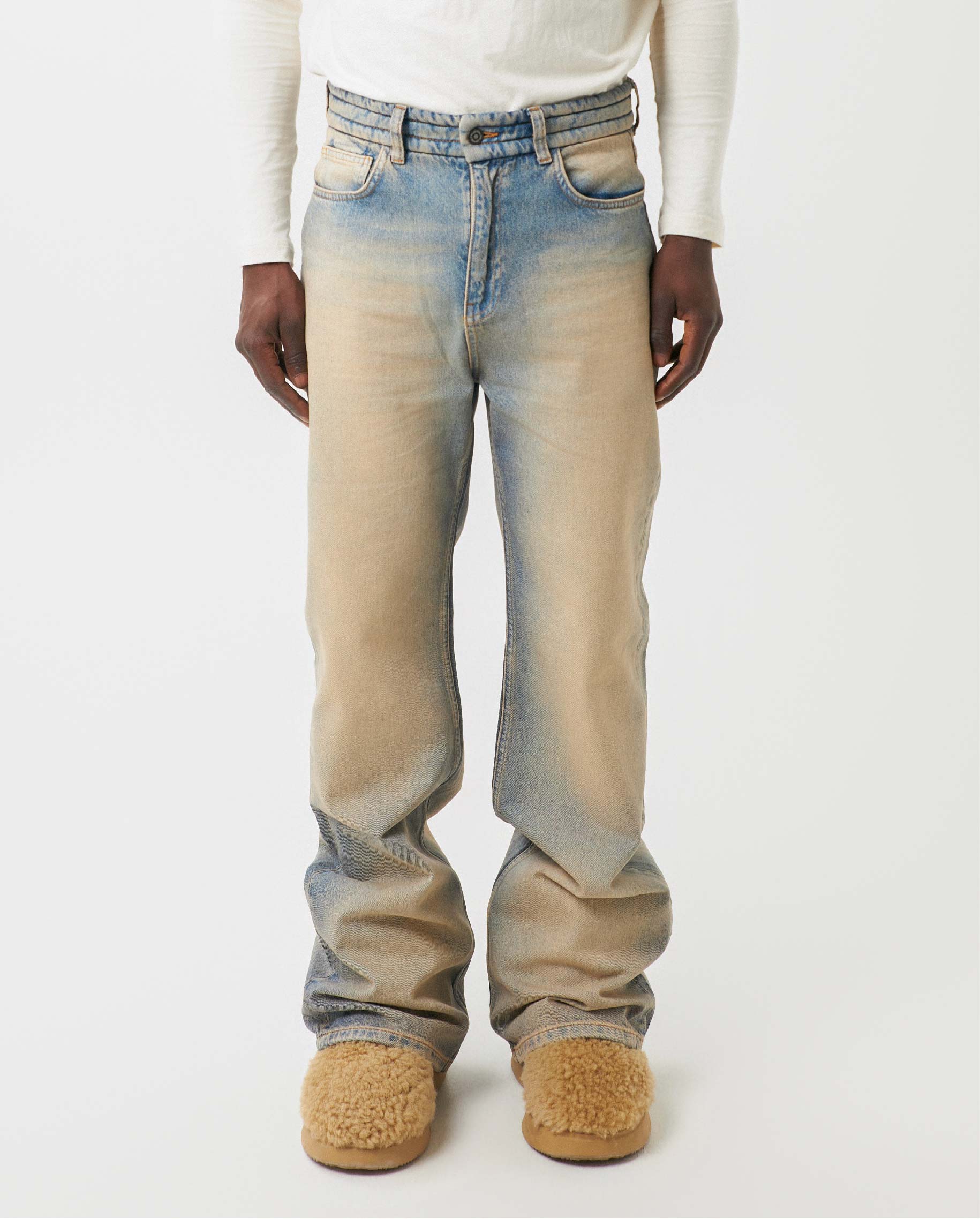ADWOA PADDED DENIM FLARE DENIM SANDWASH