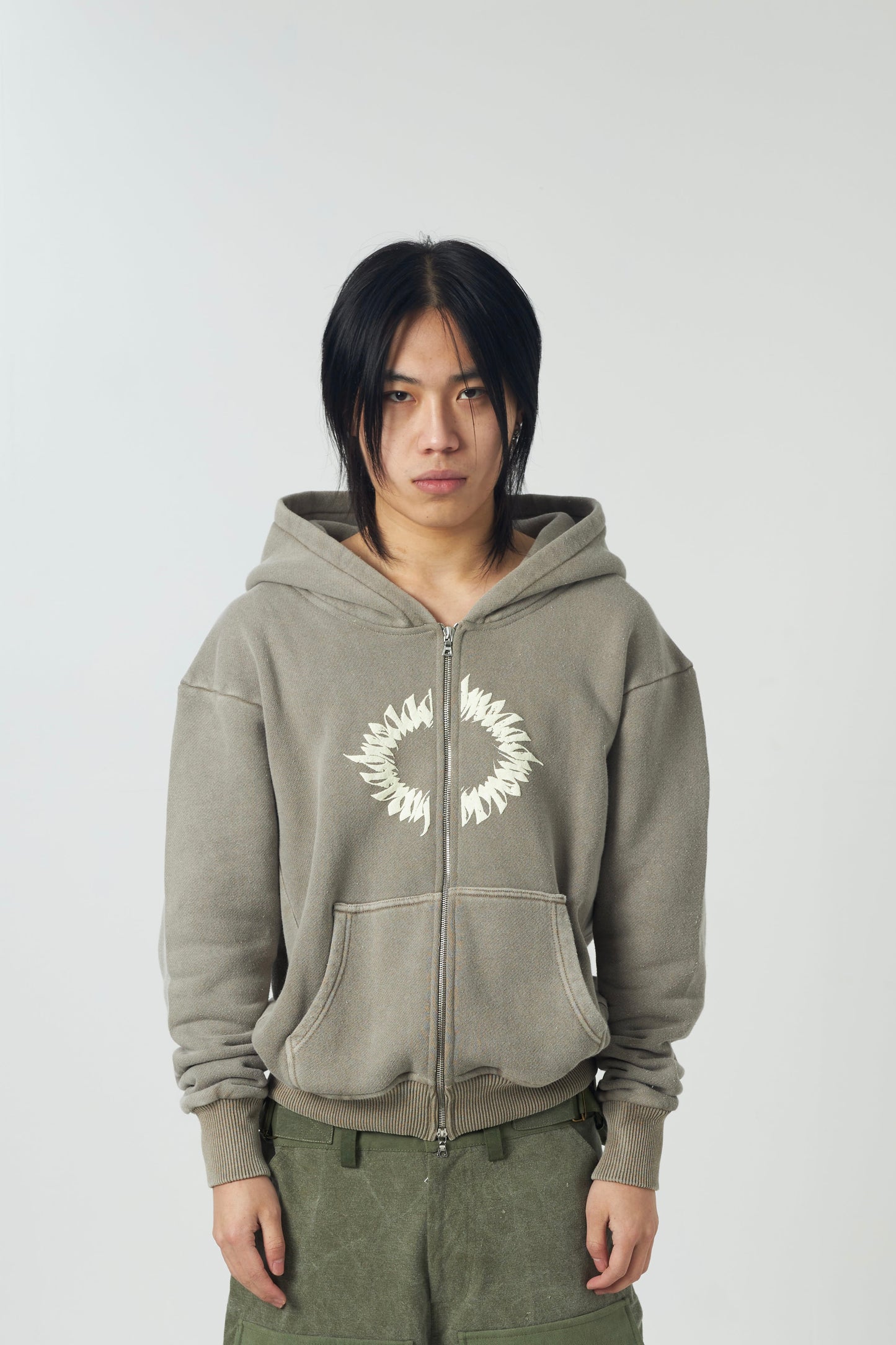 ADWOA MILITIA ZIP UP HOODIE MUSHROOM