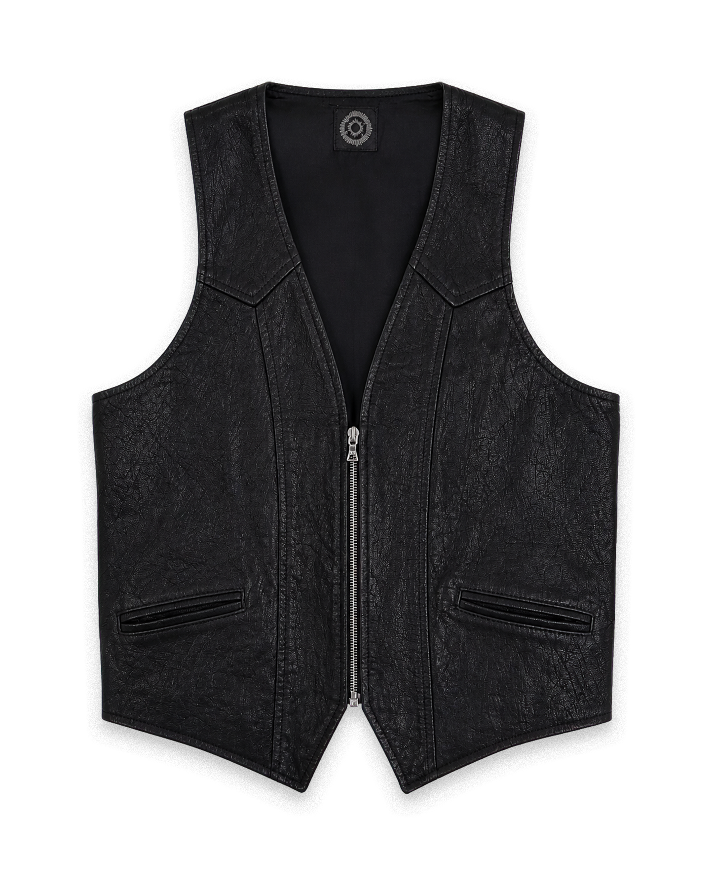 Leather Crest Waiscoat Black