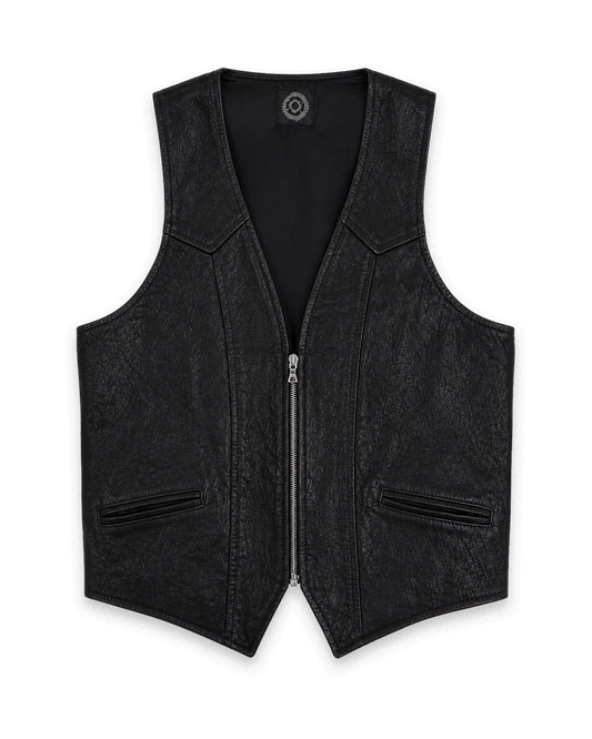Leather Crest Waiscoat Black