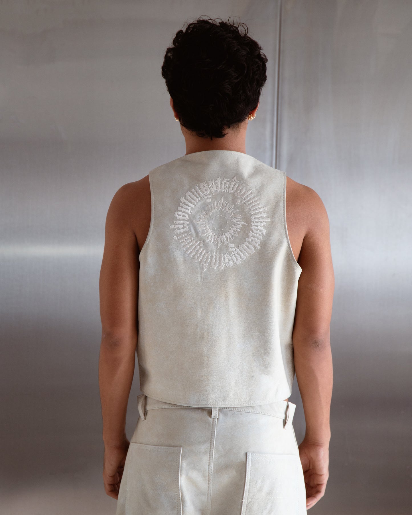Leather Crest Waiscoat Cream