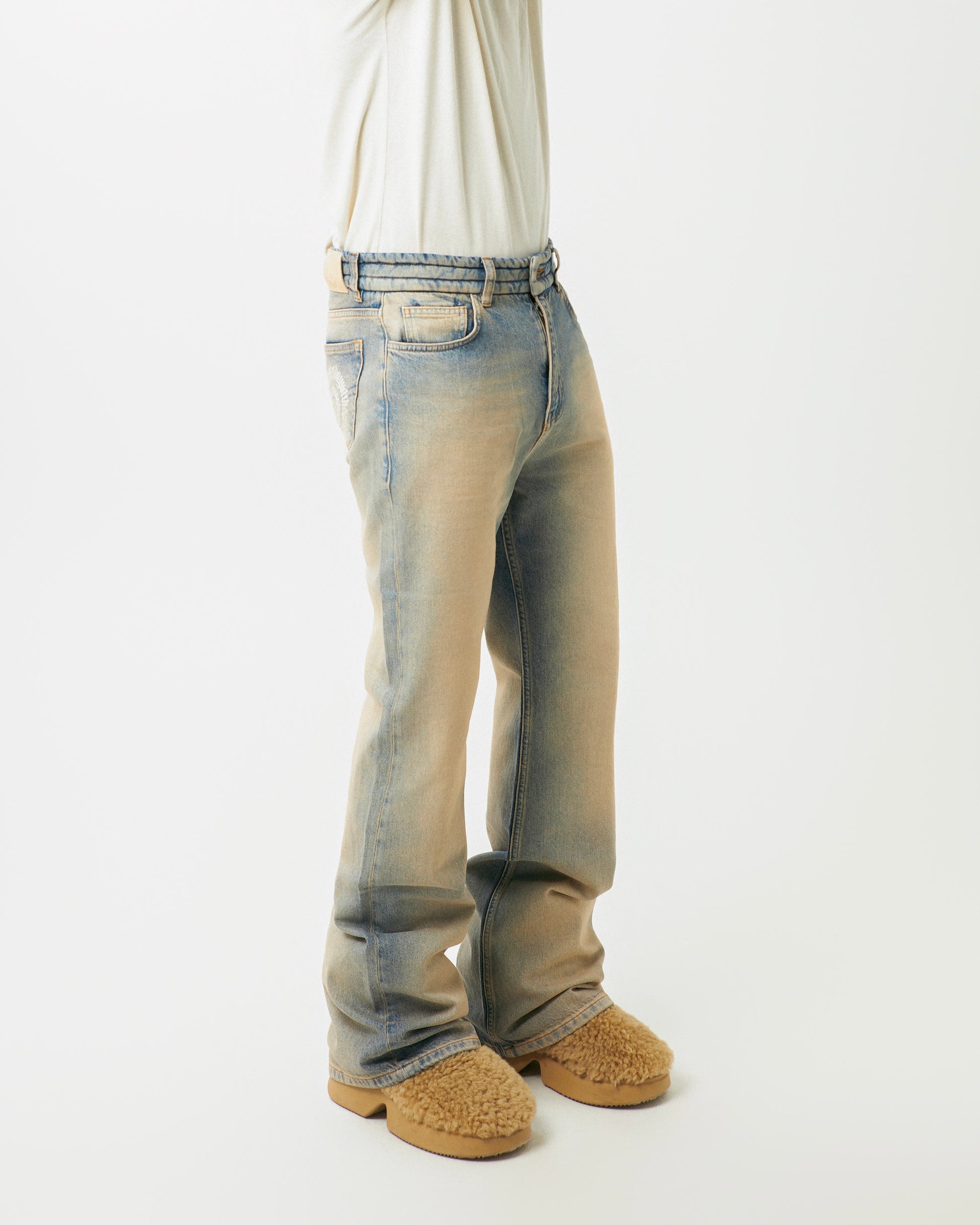 ADWOA PADDED DENIM FLARE DENIM SANDWASH