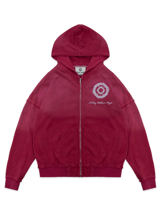 SUNFADED ZIP HOODIE RED