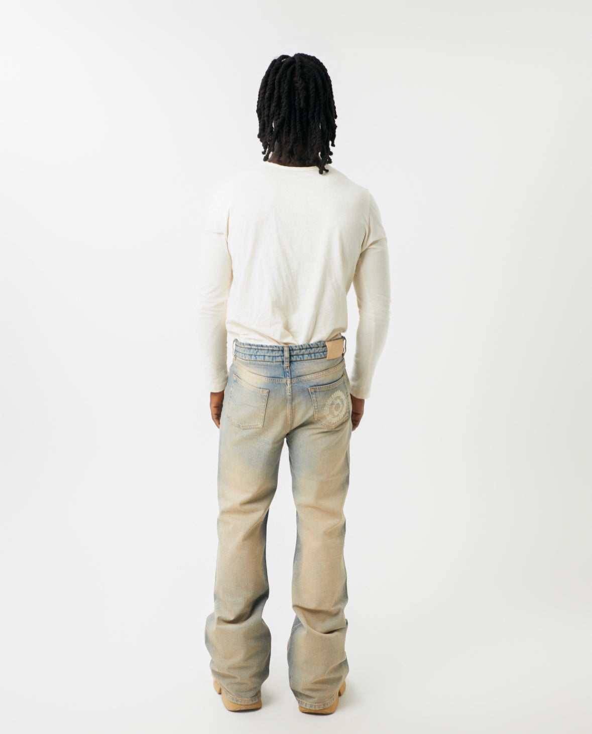 ADWOA PADDED DENIM FLARE DENIM SANDWASH