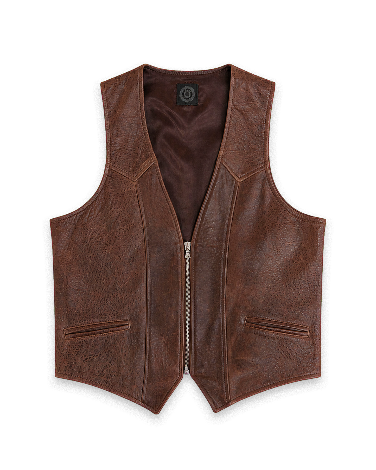 Leather Crest Waiscoat Brown
