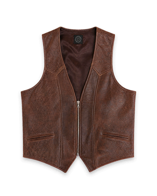 Leather Crest Waiscoat Brown