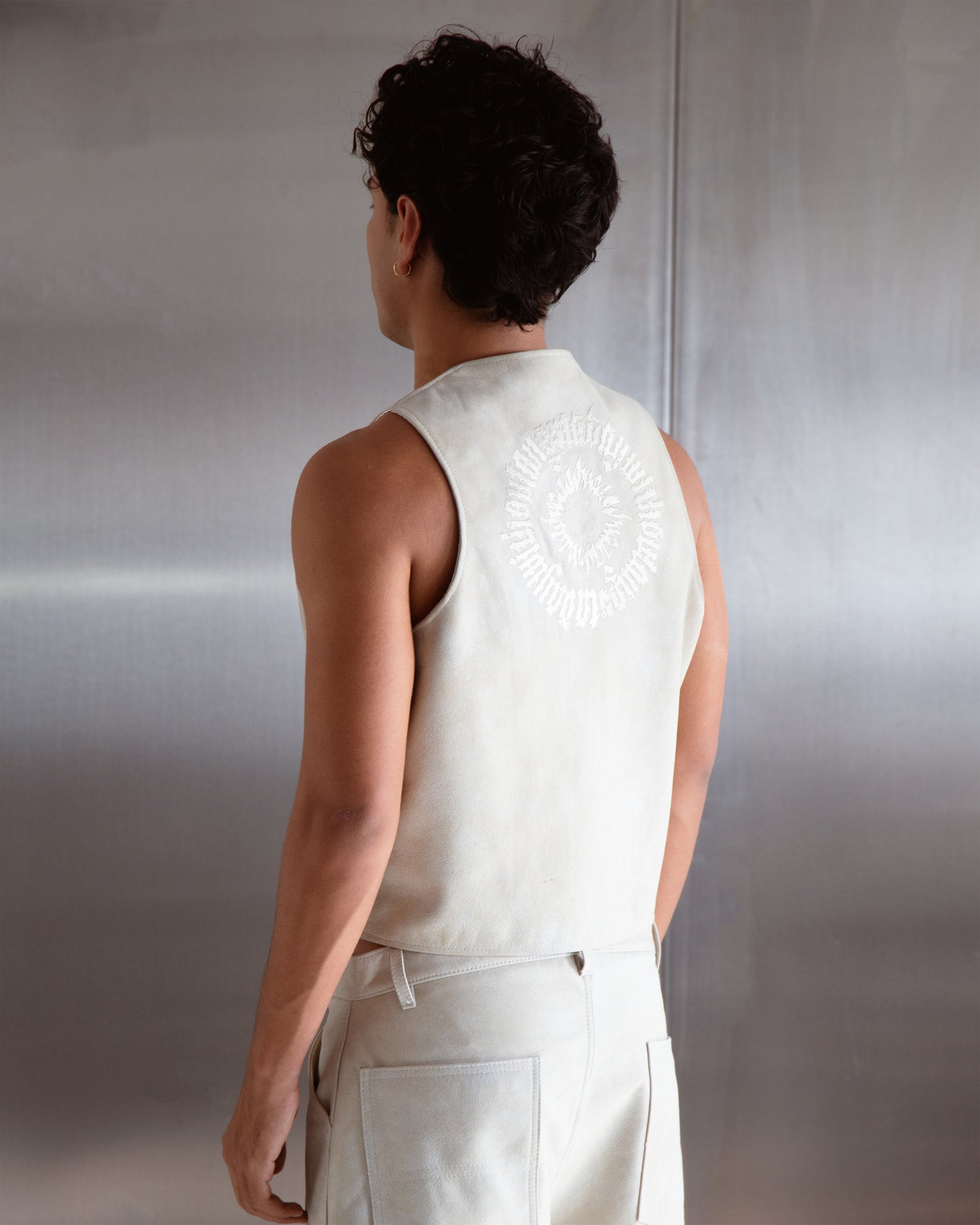 Leather Crest Waiscoat Cream