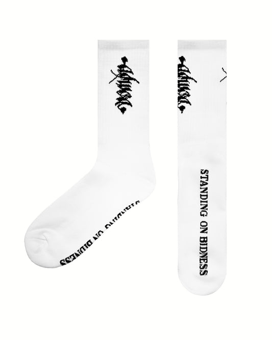 ADWOA STANDING ON BIDNESS SOCKS WHITE