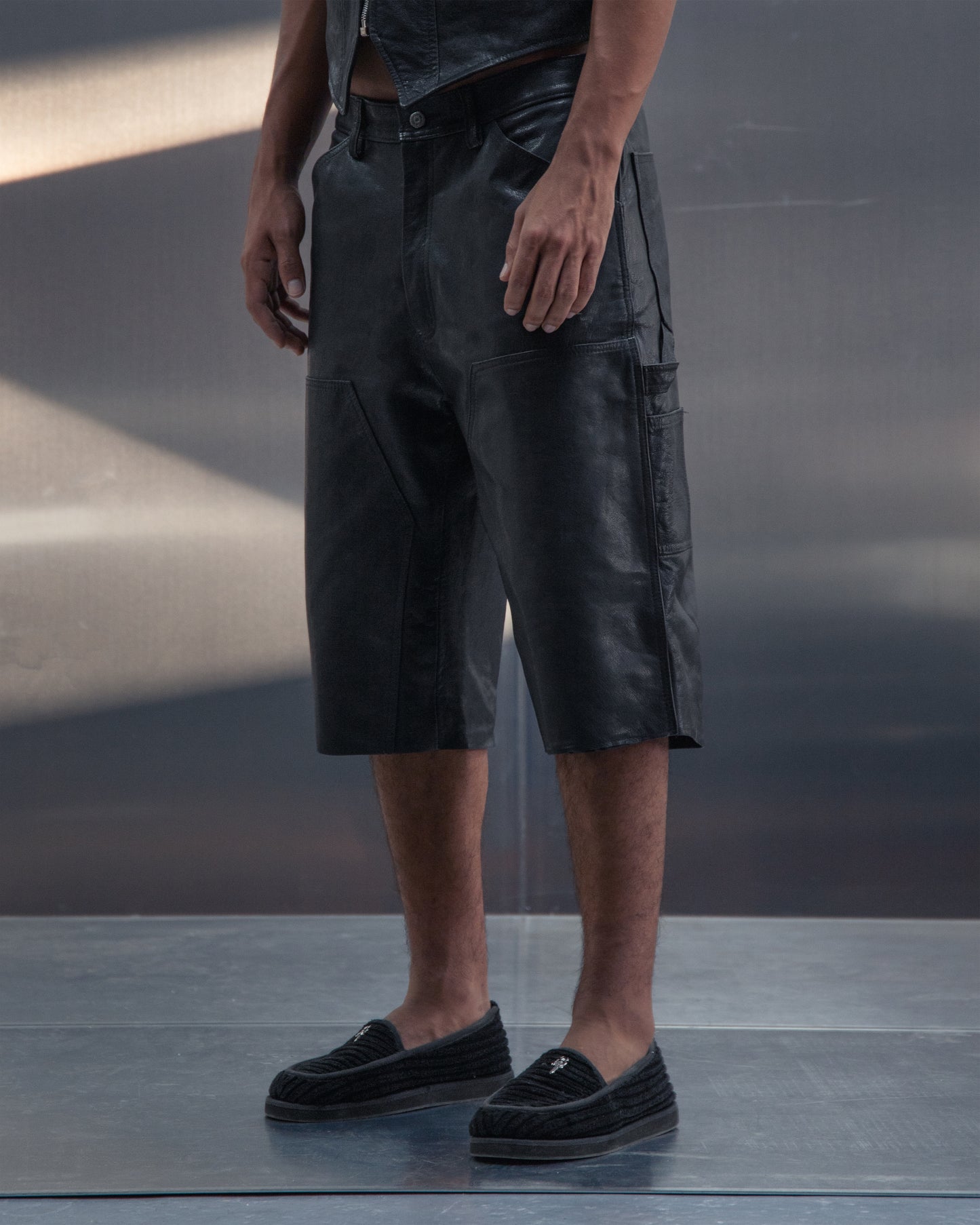 Leather Carpenter Shorts Black