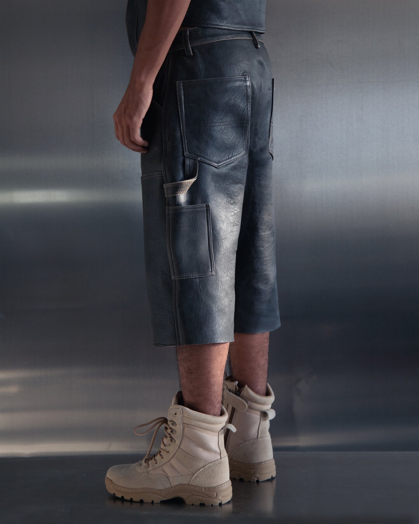 Leather Carpenter Shorts Antique Brown