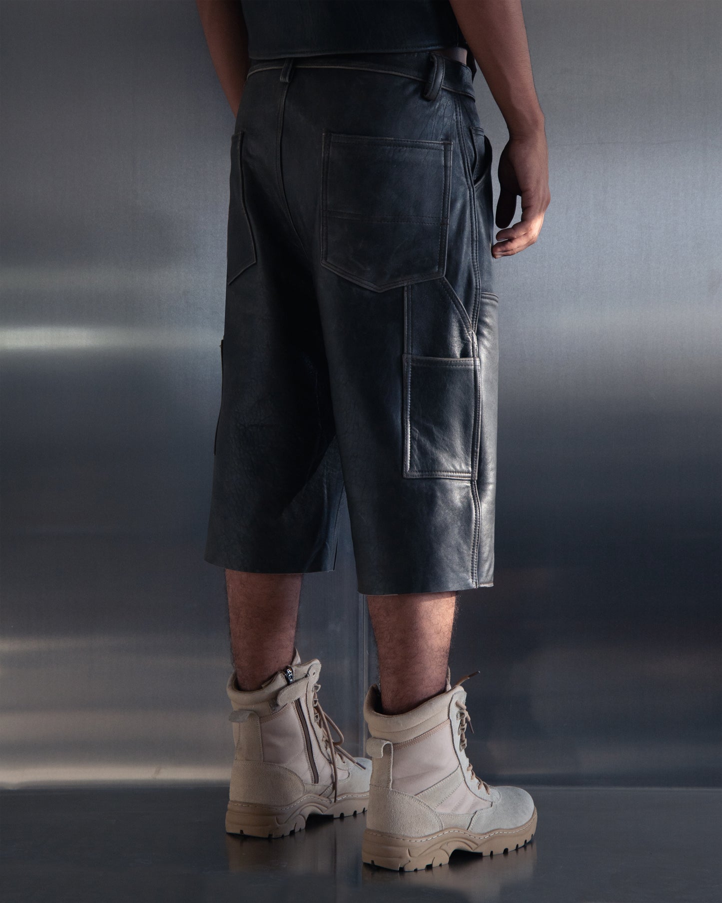 Leather Carpenter Shorts Antique Brown