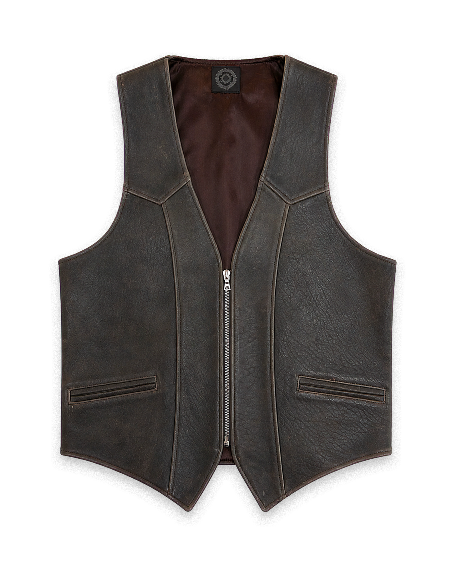 Leather Crest Waiscoat Antique Brown