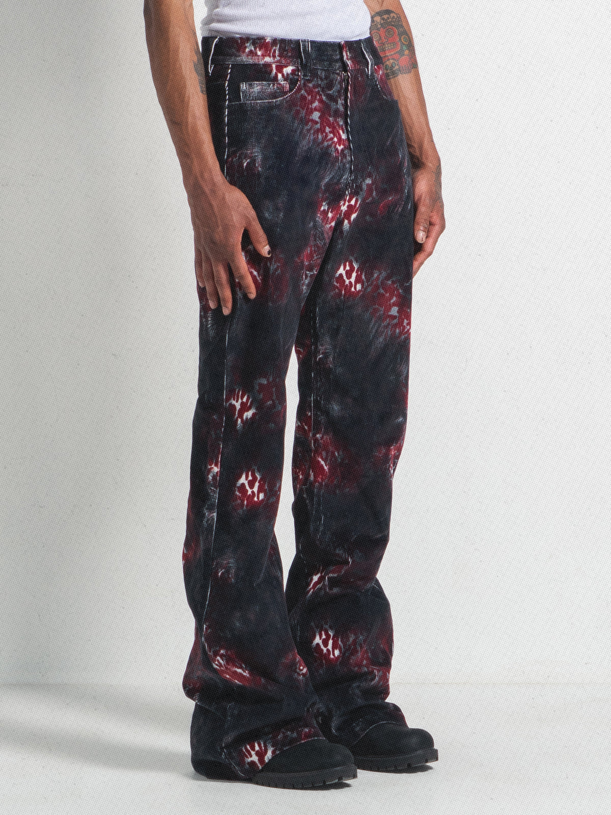 RED LEOPARD CORD TROUSER