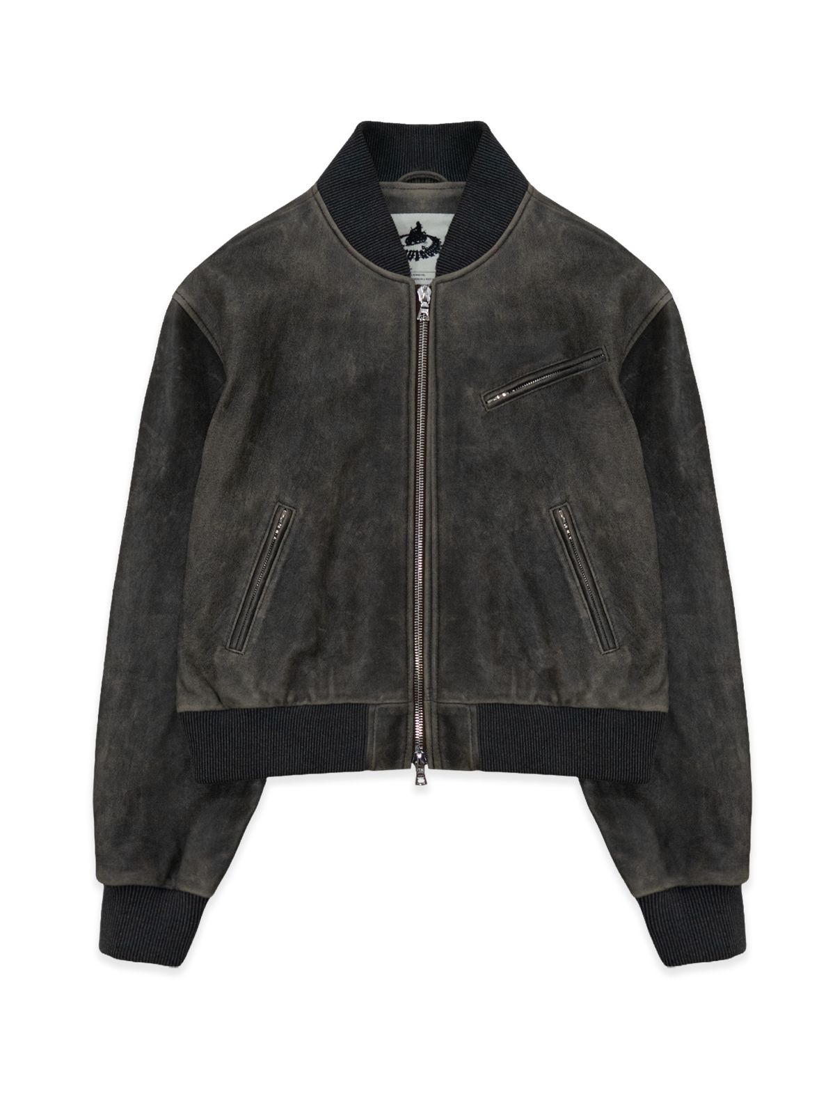 Leather Stud Bomber Jacket — front