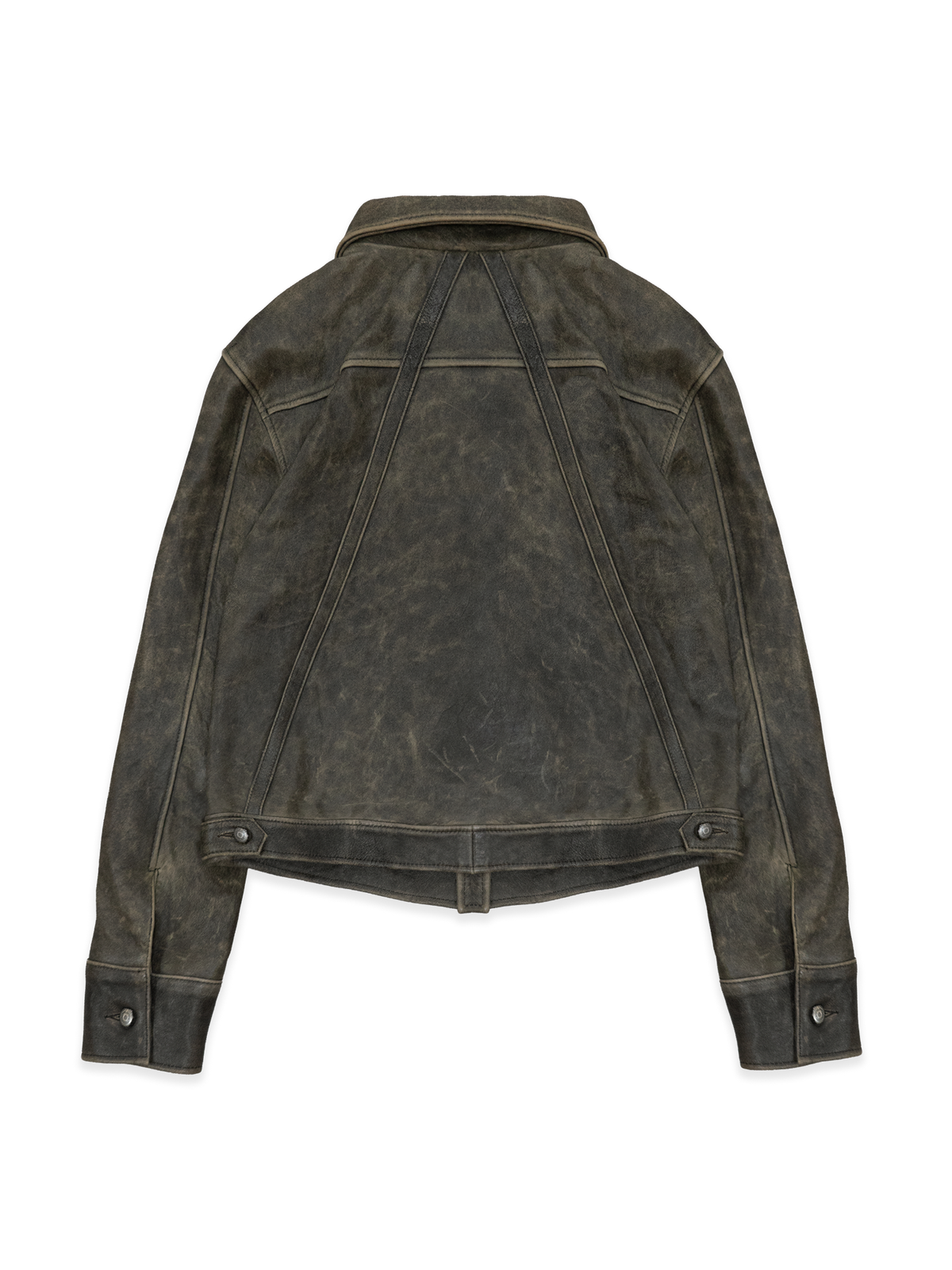 Leather Trucker Jacket - Brown — back