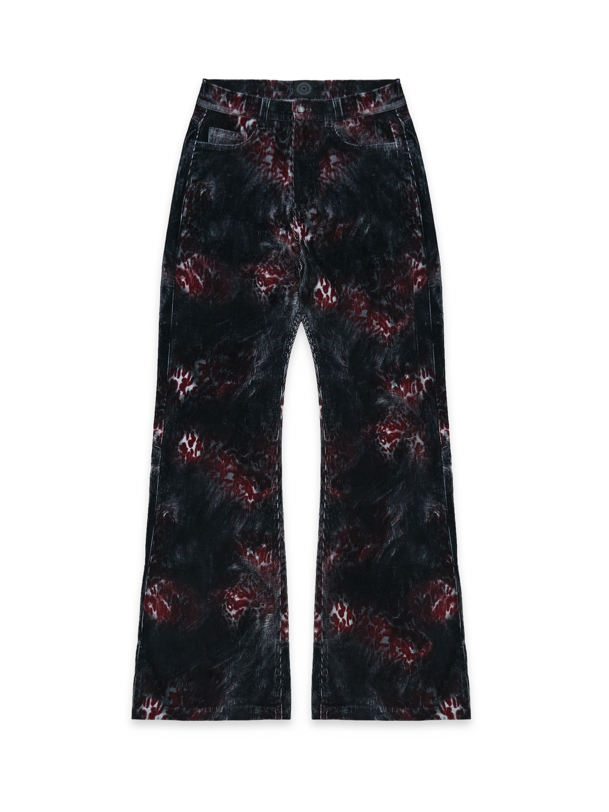 Red Leopard Cord trouser front
