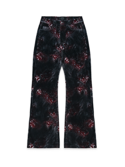 Red Leopard Cord trouser front