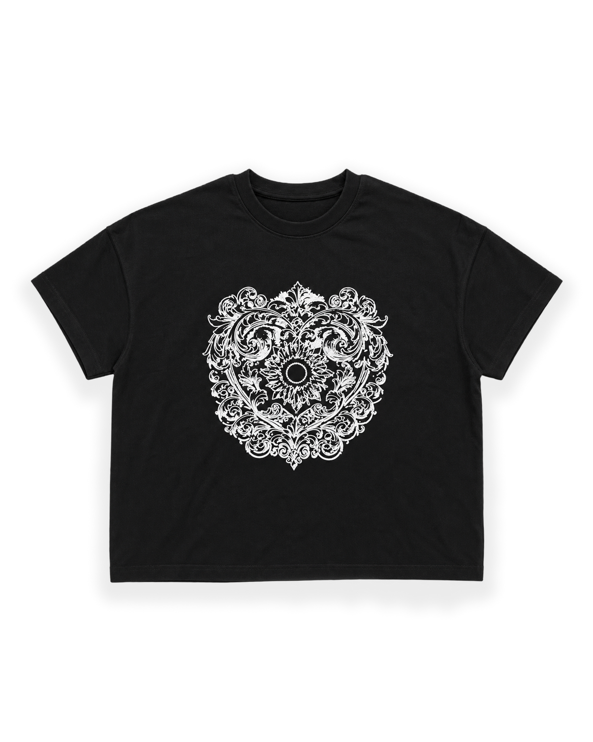 HEART CREST T SHIRT BLACK