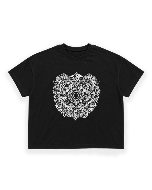 HEART CREST T SHIRT BLACK